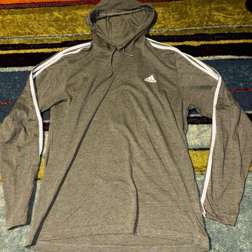 Men’s Adidas Aeroready Olive Heathered hooded long sleeve shirt
